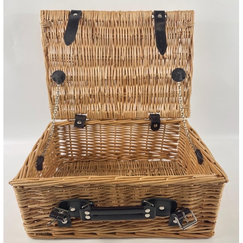 471 - A small wicker PICNIC BASKET - nice clean condition! - dimensions 36cm length x 26cm depth x 15cm he... 