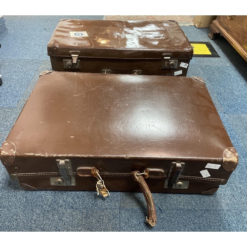 486 - Two vintage suitcases, the first 67x37x26cm with 2 internal divisions and a ZIM ISRAEL NAVIGATION Co... 