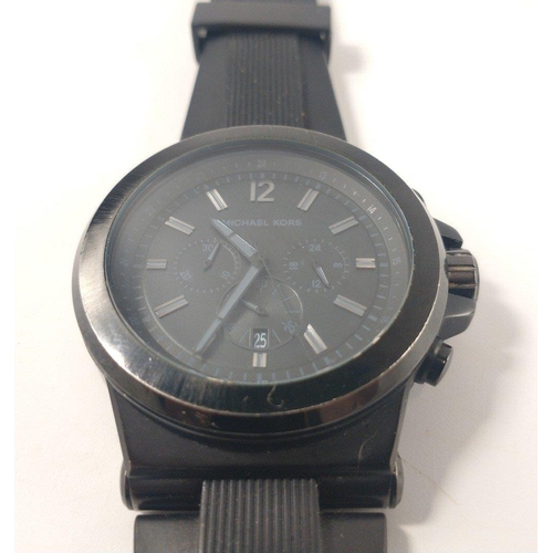 50 - A MICHAEL KORS mens watch MK8152 black watch with black face, rubber strap face measures 5cm#55