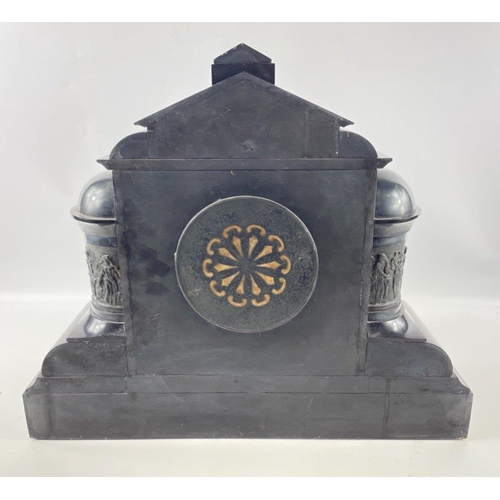 57 - VICTORIAN Slate clock with plaque stating 'Presented to Mr Peter A.Carlaw on the occasion of his mar... 