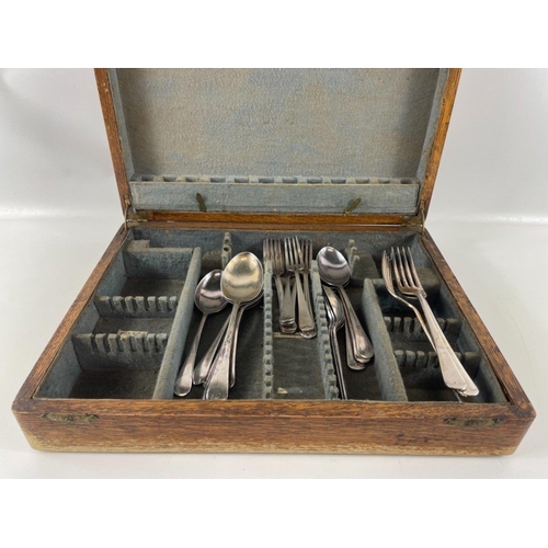 79 - A part boxed set of cutlery to include 4 EPNS forks (19cm), 5 EPNS forks (17cm), 1 other monogrammed... 