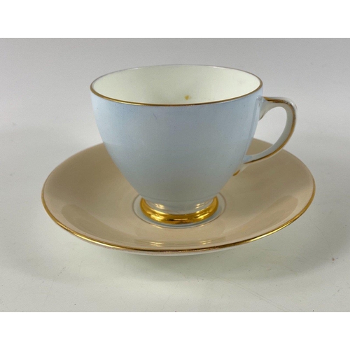 92 - A part OLD ROYAL harlequin tea set with gilt rims to include 4 cups, 6 saucers, 5 side plates. milk ... 