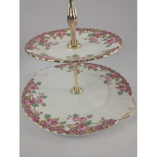 95 - A boxed as new COLCLOUGH 'Old English Garden' two tier cake stand and a further cake stand#100