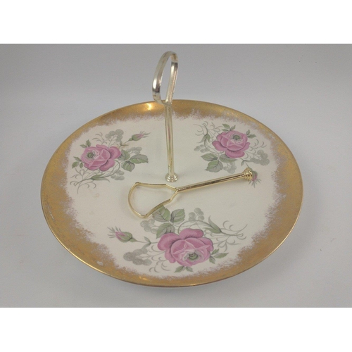 95 - A boxed as new COLCLOUGH 'Old English Garden' two tier cake stand and a further cake stand#100