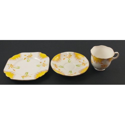 97 - VINTAGE c1930's MELBA Fine Bone China yellow floral pattern ONSIE set comprising of a teacup, saucer... 