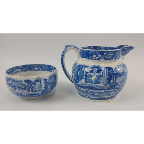 99 - A COPELAND SPODE ITALIAN blue and white pattern two cup, two saucer, two bowl, milk sugar and teapot... 