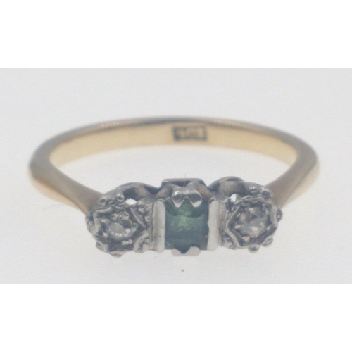 1 - A 9ct hallmarked wedding band size L, gross weight 2g, plus a 9ct stamped ring with 2 diamonds (test... 