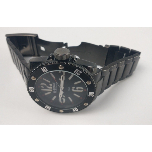 32 - U-Boat branded style Men's Chronograph Wrist Watch in black with metal bracelet, unboxed and no pape... 