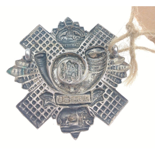 108 - A HIGHLAND LIGHT INFANTRY SNCOs cap badge, hallmarked Sheffield silver King's Crown 1902-1952#109... 