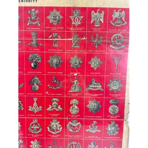 122 - RARE -A Framed poster 'Badges of The British Army' in order of seniorority - frame size 22