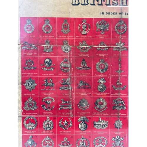 122 - RARE -A Framed poster 'Badges of The British Army' in order of seniorority - frame size 22