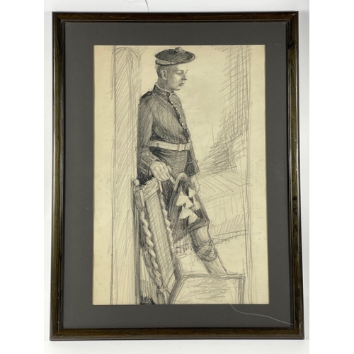 126 - Framed 'The ARGYL'  pencil drawing  by Mary Besesford Williams from the Newlyn Society of Artists ci... 