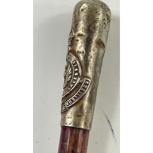 127 - A white metal topped GEORGE V REGINA ROYAL SCOTT'S FUSILIERS Swagger stick - dimension 68cm length#1... 