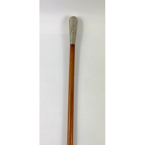 129 - White metal topped CHINUIT BURMA FRONTIER FORCE swagger stick - dimension 69cm#132