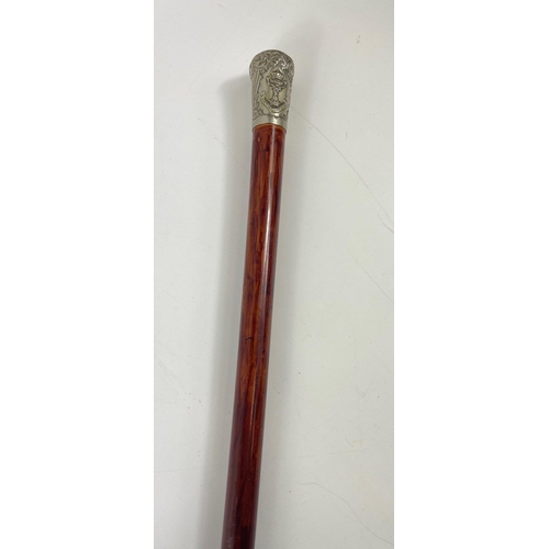 133 - A VICTORIAN GORDON HIGHLANDERS military cane with 'white metal topped'  IMPERIAL CROWN - dimension 9... 