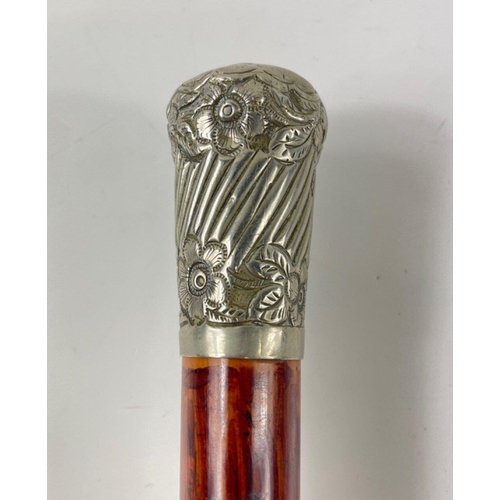 133 - A VICTORIAN GORDON HIGHLANDERS military cane with 'white metal topped'  IMPERIAL CROWN - dimension 9... 