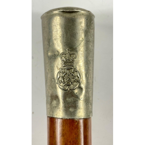 137 - A military cane with a WEST YORKSHIRE REGIMENT Queen's crown, 91 cm approx#140