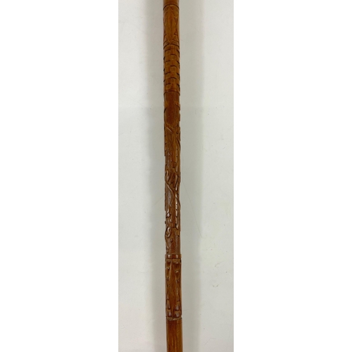 139 - A rather fine WWl carved walking stick 90cm long#142