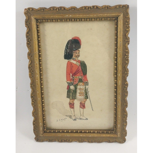 142 - Two vintage watercolours by FE WALLIS of military gentlemen, frame size 24x16.5cm#145