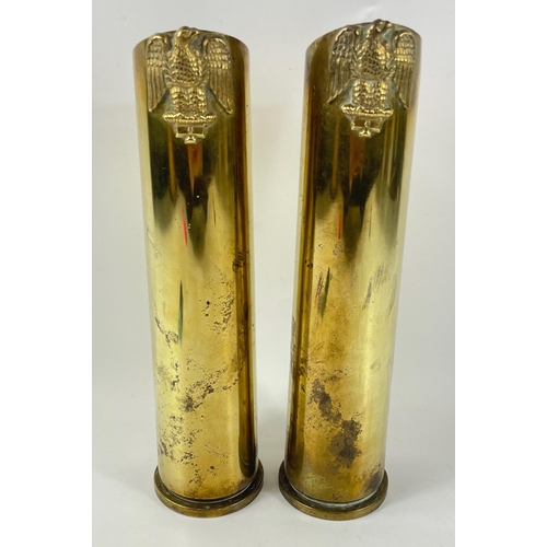 153 - Two trench art shells with 8th Hussars badges#156