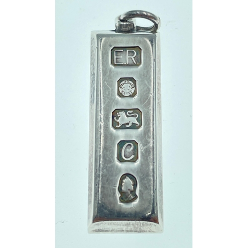 16 - A 1977 Sheffield silver ingot pendant, gross weight 30g initials 'ER'#16