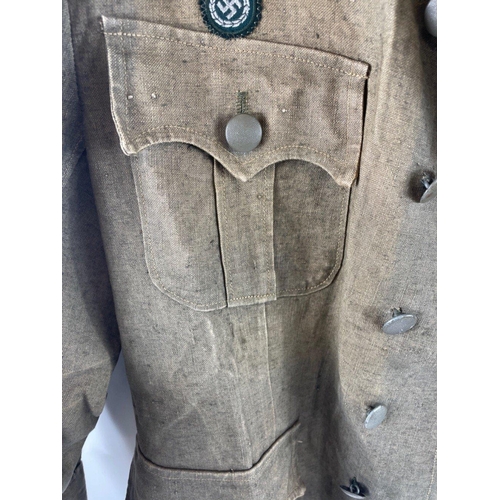 161 - RARE - WWII GERMAN HEERES artillery/gunnery NCO's summer tunic belonged to an Iron Cross recipient h... 