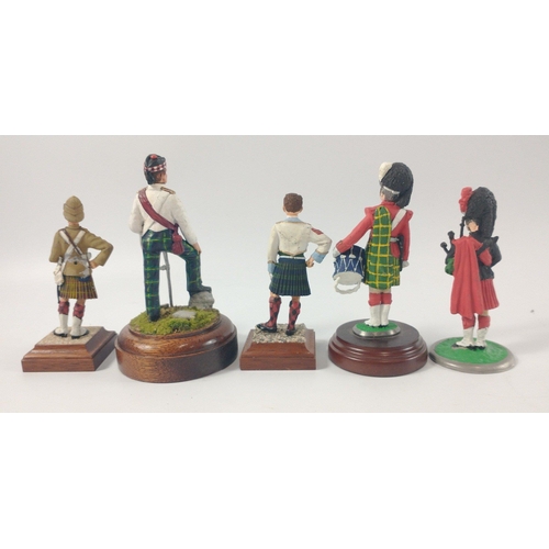 165 - Five hand-painted pewter figurines of SCOTTISH SOLDIERS 9 - 12cm tall#168