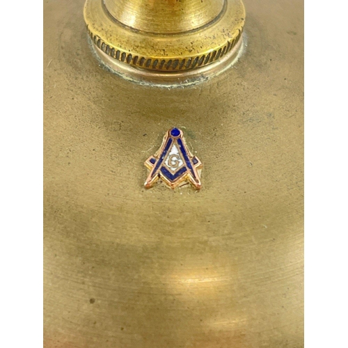 173 - MASONIC INTEREST!A brass style counter top 'service bell' with a MASONIC symbol emblem on the upper ... 