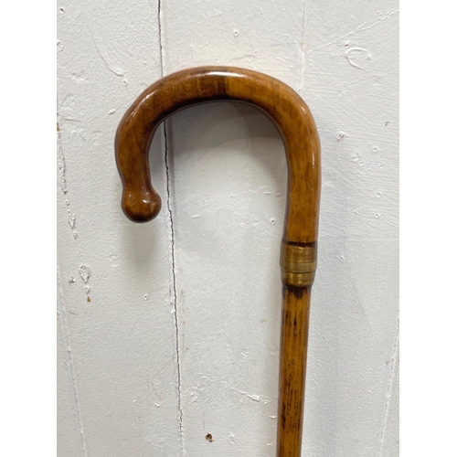 183 - A beautiful handmade in The Scottish Borders shepherd's crook inspired walking stick with brass fitt... 