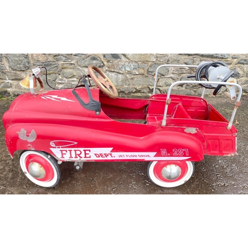 194 - SIMPLY FANTASTIC VINTAGE KIDS DREAM!! In playworn condition!Vintage c1950's  Fire Truck Pedal Car Al... 