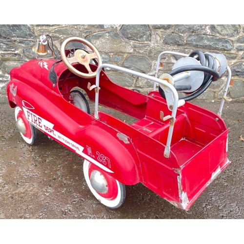 194 - SIMPLY FANTASTIC VINTAGE KIDS DREAM!! In playworn condition!Vintage c1950's  Fire Truck Pedal Car Al... 