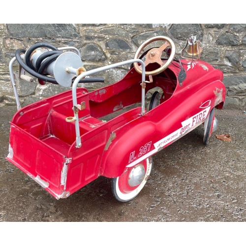 194 - SIMPLY FANTASTIC VINTAGE KIDS DREAM!! In playworn condition!Vintage c1950's  Fire Truck Pedal Car Al... 