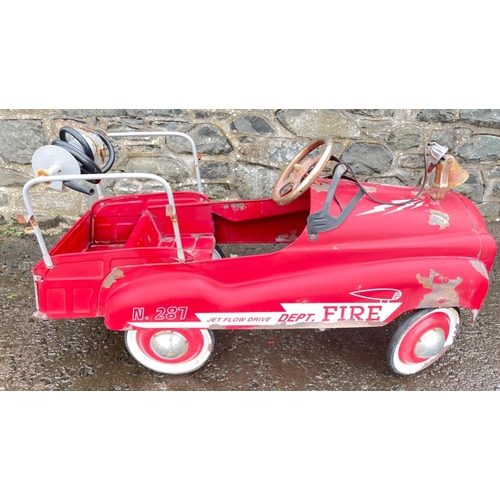 194 - SIMPLY FANTASTIC VINTAGE KIDS DREAM!! In playworn condition!Vintage c1950's  Fire Truck Pedal Car Al... 