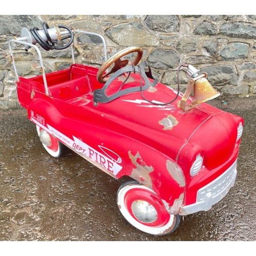 194 - SIMPLY FANTASTIC VINTAGE KIDS DREAM!! In playworn condition!Vintage c1950's  Fire Truck Pedal Car Al... 