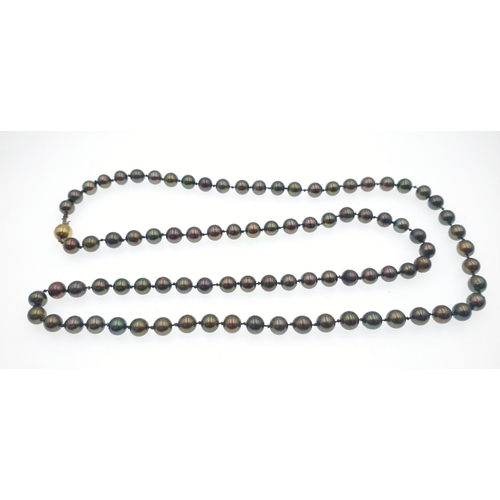 20 - A QUALITY SET OF COLOURED PEARL NECKLACE to include aUK 925 stamped silver catch single strung colou... 