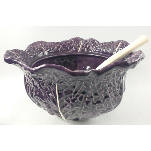 234 - VINTAGE! Unusual - an OLFAIRE red cabbage SOUP TUREEN with lid and ladle (small chip to lid) stands ... 