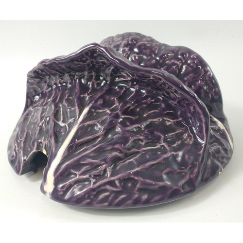 234 - VINTAGE! Unusual - an OLFAIRE red cabbage SOUP TUREEN with lid and ladle (small chip to lid) stands ... 