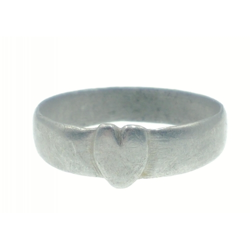 27 - UNIQUE -A small LOVEHEART ring fashioned from a piece of WORLD WAR ONE aircraft - no provenance but ... 