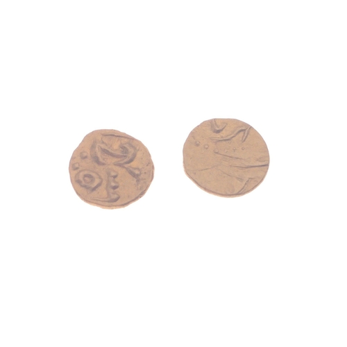 31 - QUITE RARE! INDIA COCHIN YELLOW GOLD FANHAM c1795-1850  - two tiny antique coins - dimensions of eac... 