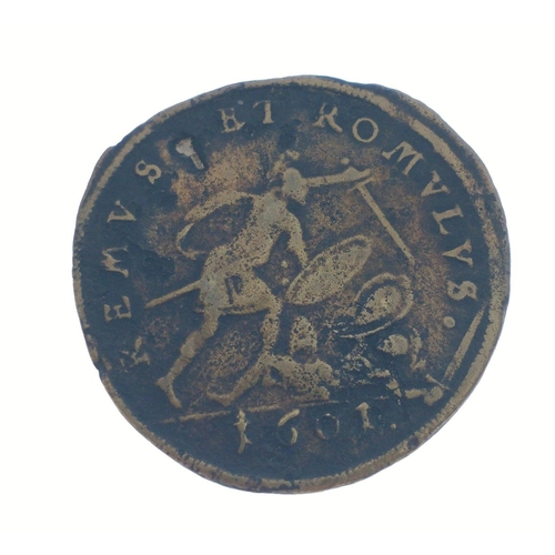 35 - ROMULUS AND REMUS coin 1601 -  QUITE RARE! Germany Nuremberg. AE Jeton Romulus et Remus coin  Samuel... 