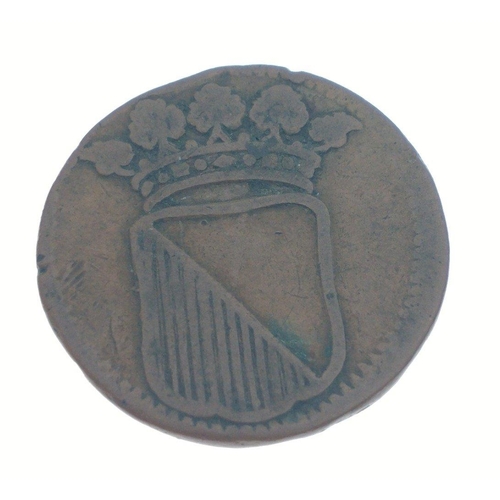 36 - NETHERLANDS, Duit, 1710, STAD UTRECHT Copper coin, 2.25mm diameter - Crowned arms of Utrech - coin s... 