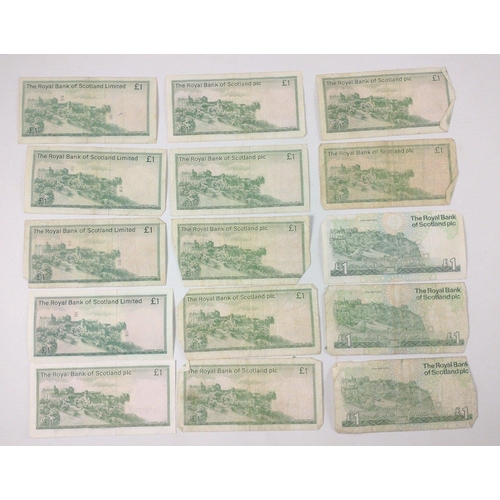 46 - Collection of Scottish paper banknotes to include 2x Â£1 Royal Bank of Scotland Limited dated 1978, ... 