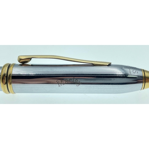 48 - A top quality CROSS fountain pen in its presentation case with booklet, inscribed 'Maclay'#48