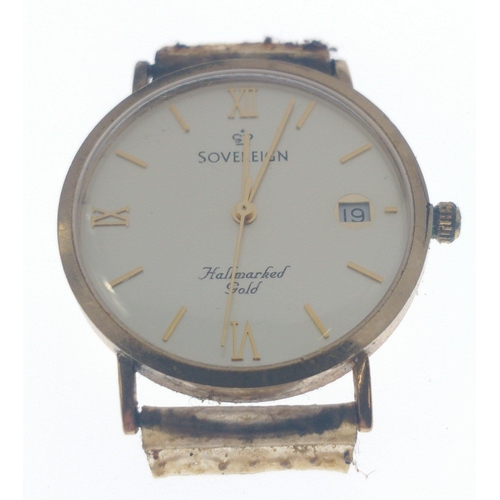 50 - SOVEREIGN HALLMARKED GOLD stamped 375 yellow gold cased vintage wristwatch - gross weight 14.15g app... 