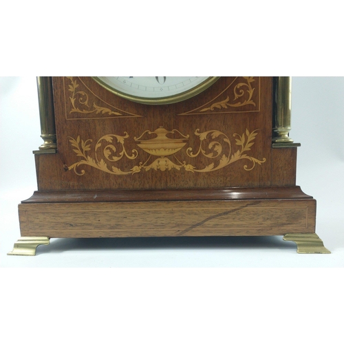 64 - A Sheraton-style bracket clock with marquetry inlay with bracket ogee feet by Edward & Sons, Glasgow... 