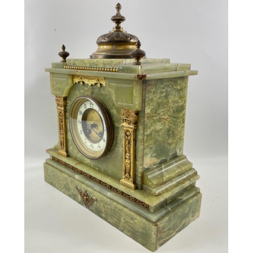 64A - Large antique FRENCH ONYNX mantle clock with a pair of garnitures - stamped  F MARTIN PARIS 1900 clo... 