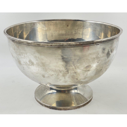 82 - A silver ROSE BOWL, hallmarked Sheffield 1925, 14cm high, 22cm dia, gross weight 487gms.  Inscriptio... 