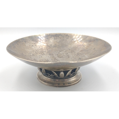 84 - A Danish 925 bowl on a raised base (11cm dia approx) gross weight 130g. Rubbed mark on base that loo... 