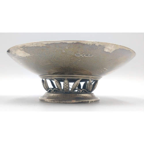 84 - A Danish 925 bowl on a raised base (11cm dia approx) gross weight 130g. Rubbed mark on base that loo... 