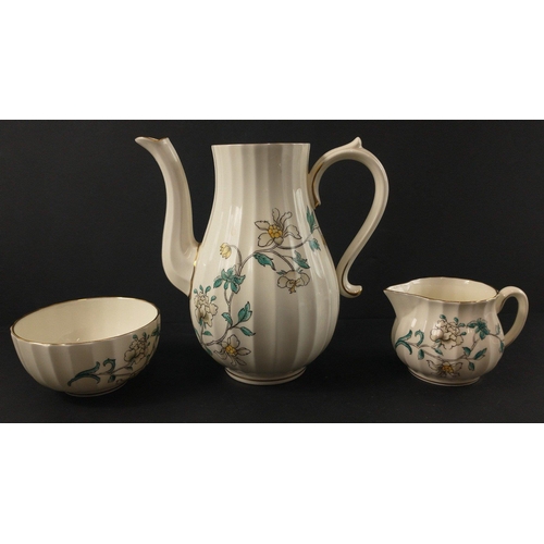 110 - A ROYAL WORCESTER hand-paintedfine bone china coffee set in the SPRING pattern to include a coffee p... 